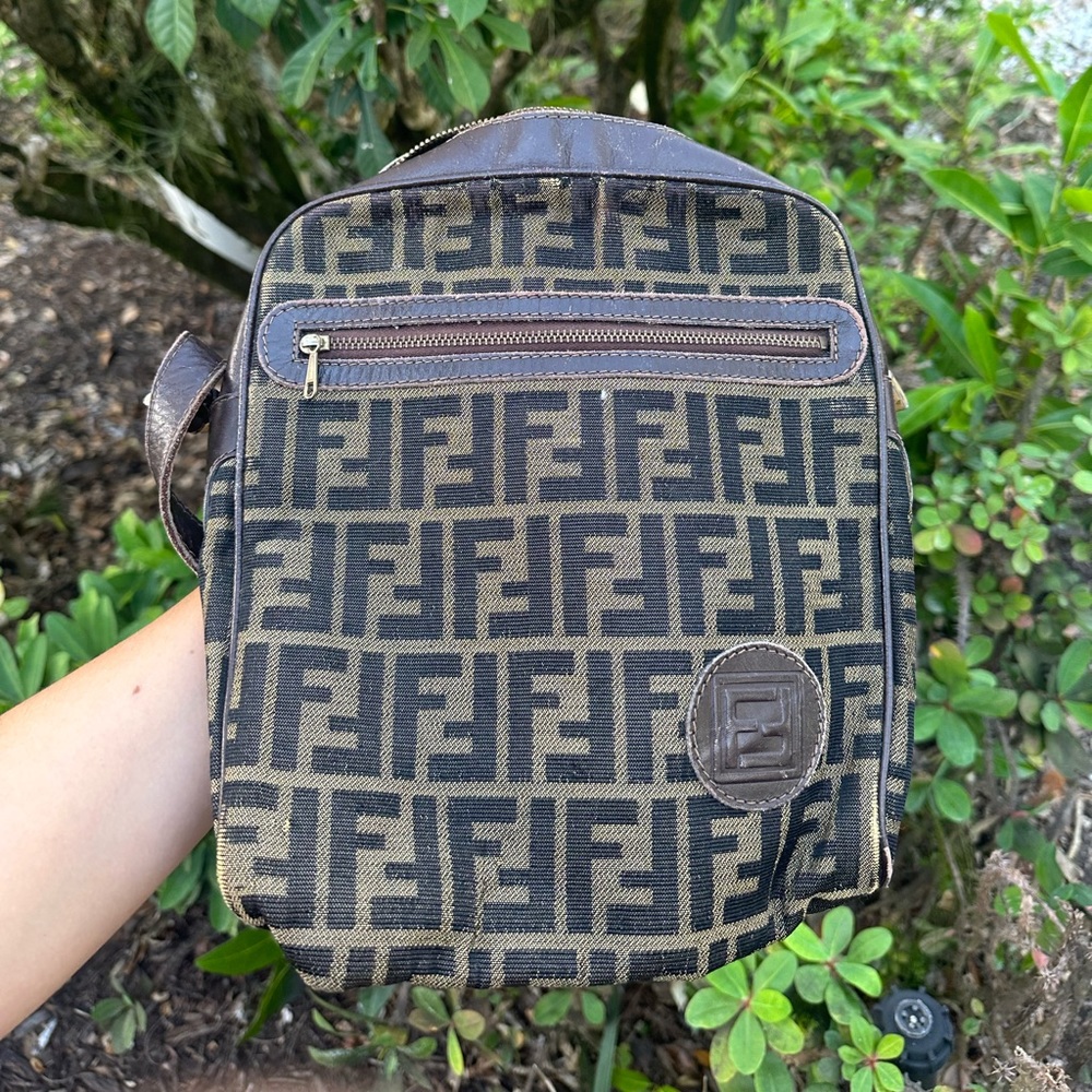 Fendi zucca crossbody messenger bag